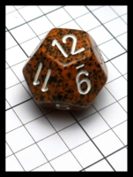 Dice : Dice - 12D - Chessex Orange and Black Speckle with White Numerals - POD Aug 2015